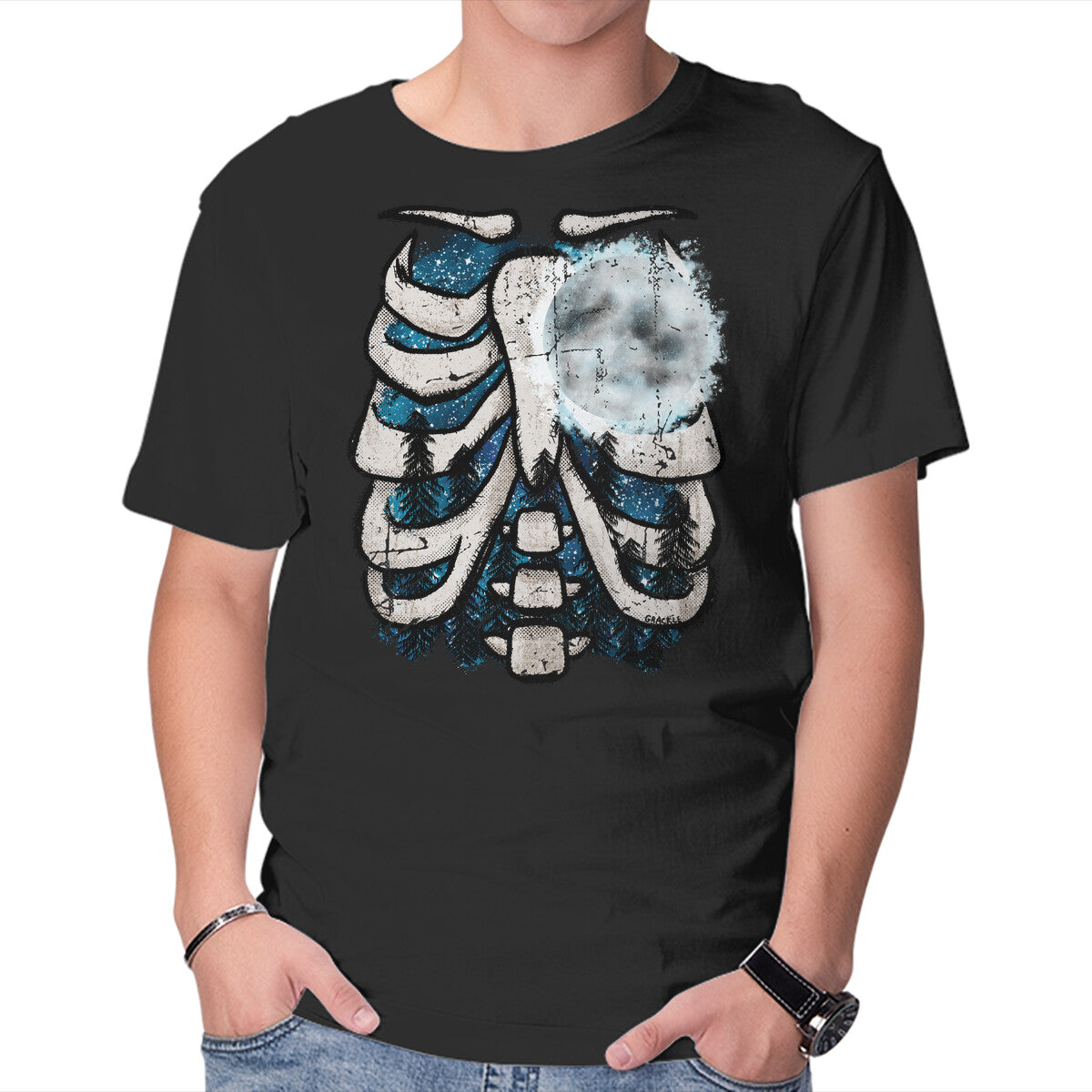 Unisex Crew Neck T-Shirt Heart Of The Forest Graphic Short Sleeve Casual Tee M