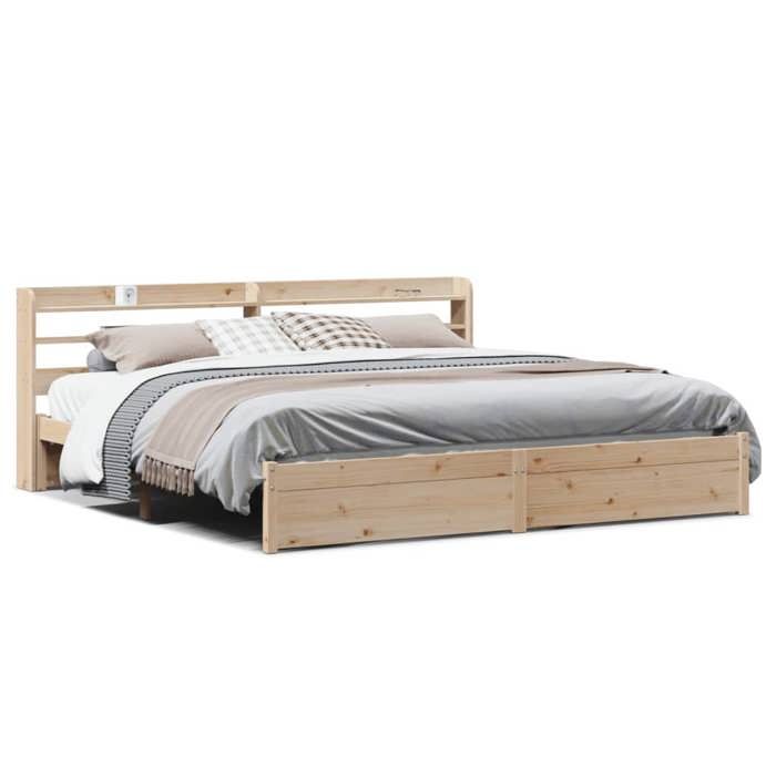 VidaXL Cadre de lit avec tête de lit 180x200 cm bois de pin massif, lit, cadre de lit en bois massif, meuble de chambre à 3306742