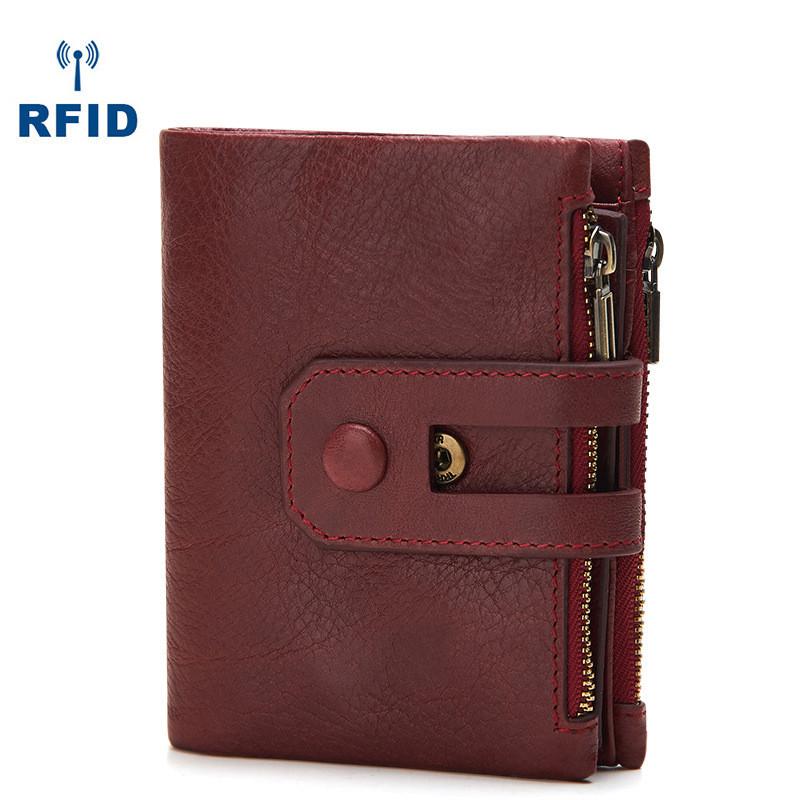 

Мужской кошелек премиум-качества из кожи с RFID-блокировкой, маленький, компактный, бифолд, для повседневного использования красный
