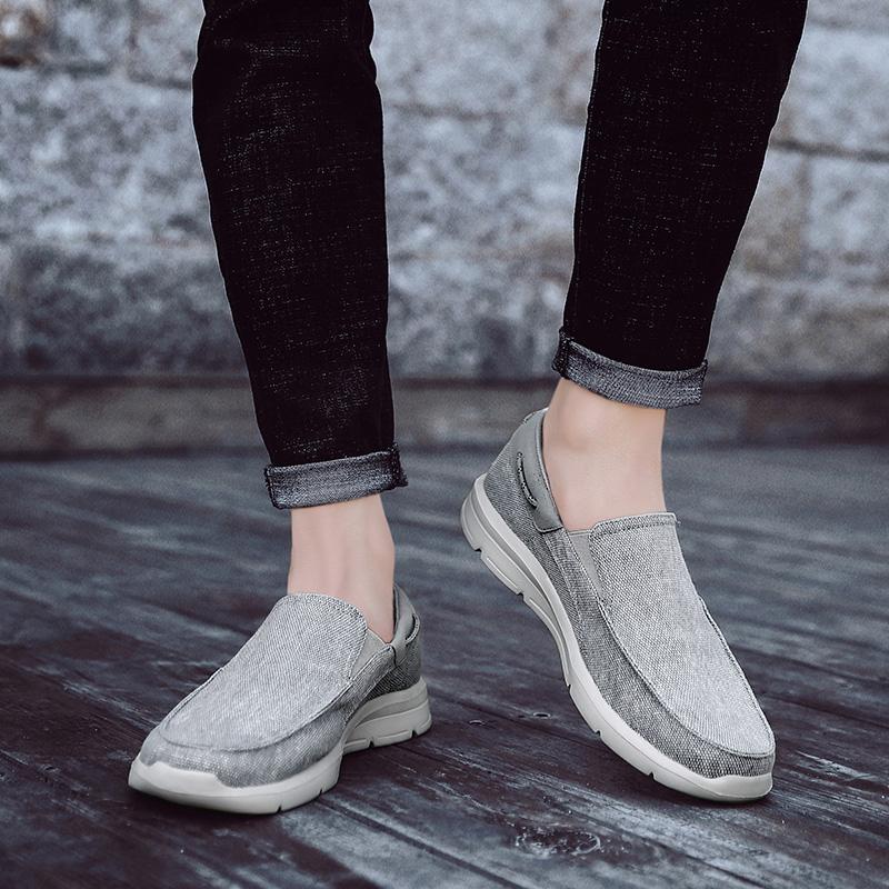 Men’s Outdoor Canvas Shoes Sneakers Driving Shoes Casual Slip On Wide Head Shoes for Farther Large Size