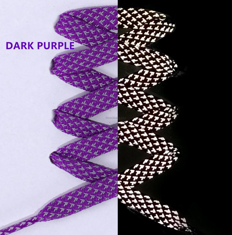 

1 пара светоотражающих шнурков плоские шнурки для кроссовок цветные светоотражающие шнурки светящиеся шнурки 100/120/140/160 см шнурки 100cm темно-фиолетового