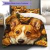 Corgi och Rosmönster Sängkläder Heminredning Födelsedagspresent (1 * påslakan + 2 * örngott, utan kärna)