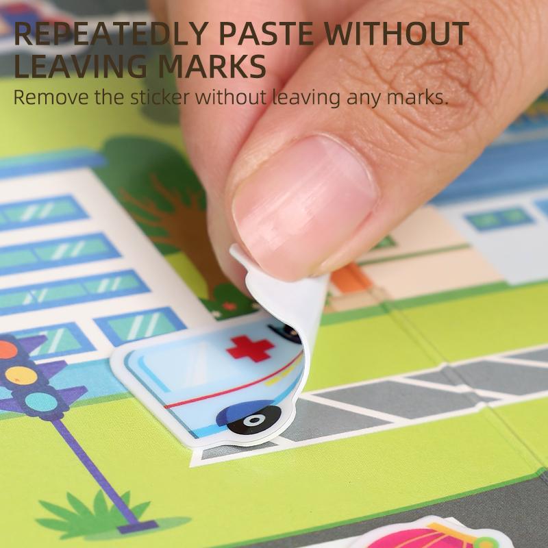 1 Book Jelly Sticker Book Quiet Book DIY Fun for Children's Scene Stickers Repeatedly Paste Puzzle Sticker Book