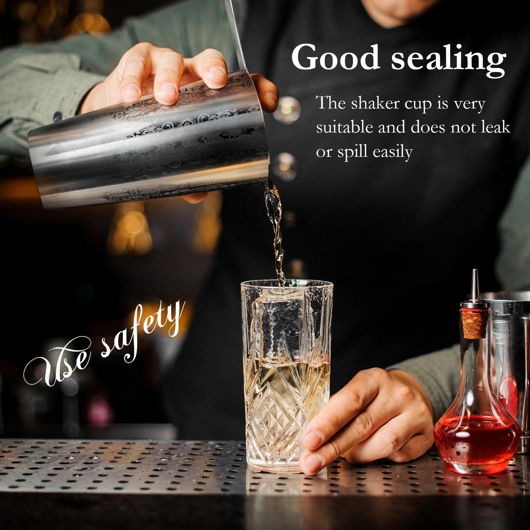 M-Modern-Cocktail Shaker Boston Shaker 304 Stainless Steel Barra De Ferramentas Creative Engraving Design Boston Cocktail Shaker