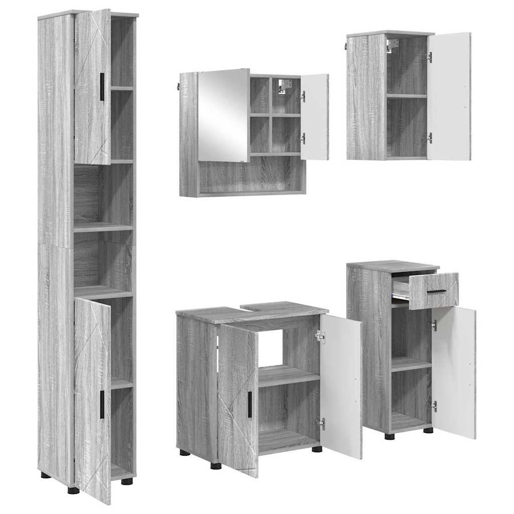 Bathroom Furniture Set 5 Pieces Grey Sonoma 61 X 35 X 64 Cm
