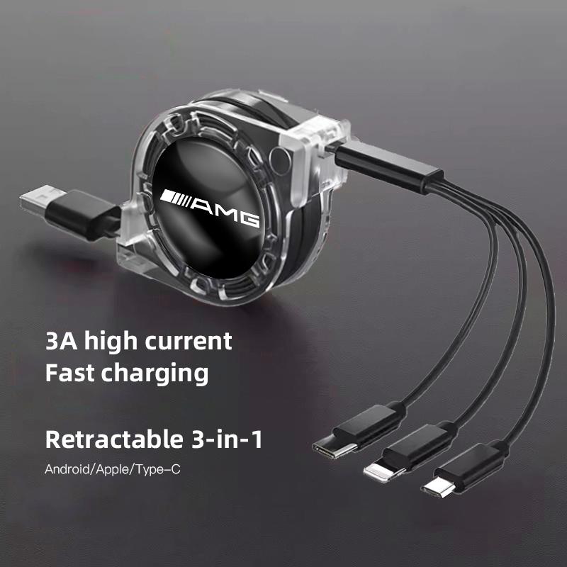 3-in-1 Micro Data Wire USB Type C Fast Charger For Mercedes Benz AMG W203 W205 W206 W211 W220 W212 W201 W210 W140 W169 GLE GLC ETP7