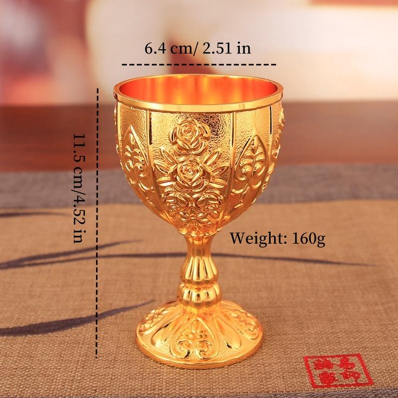 Vintage Shot Drinking Cup, Alloy European Embossed Relief Goblet, Portable Mini Shot Vodka Glass, Creative Home Decoration, 1pcs