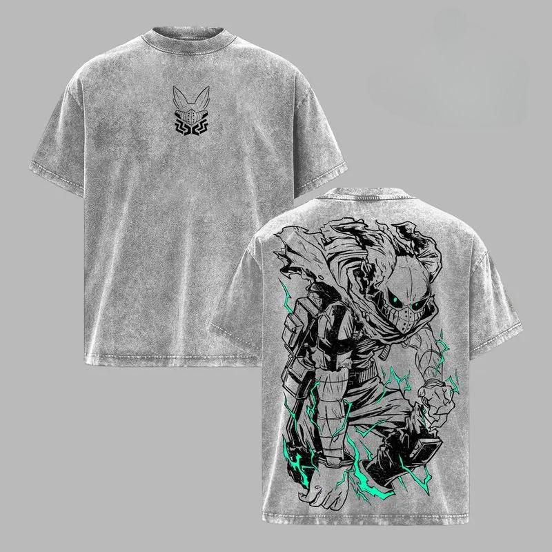 

Midoriya Izuku Deku Print T-shirt Anime Demon Slayer Clothing Men Women Cotton Tshirts Retro Washed T Shirt Harajuku Male Tops XXL серый