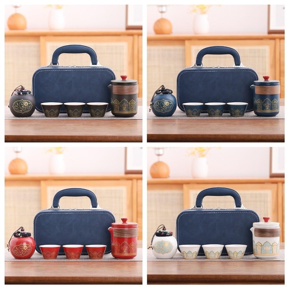 With Proctive Box Travel Tea Set Ceramic Porcelain Teaware Tea Gift Set  Travel Use