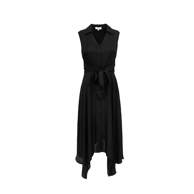 Veromoda 2025 Summer Single-Breasted Belted Irregular Hem Long Dress
