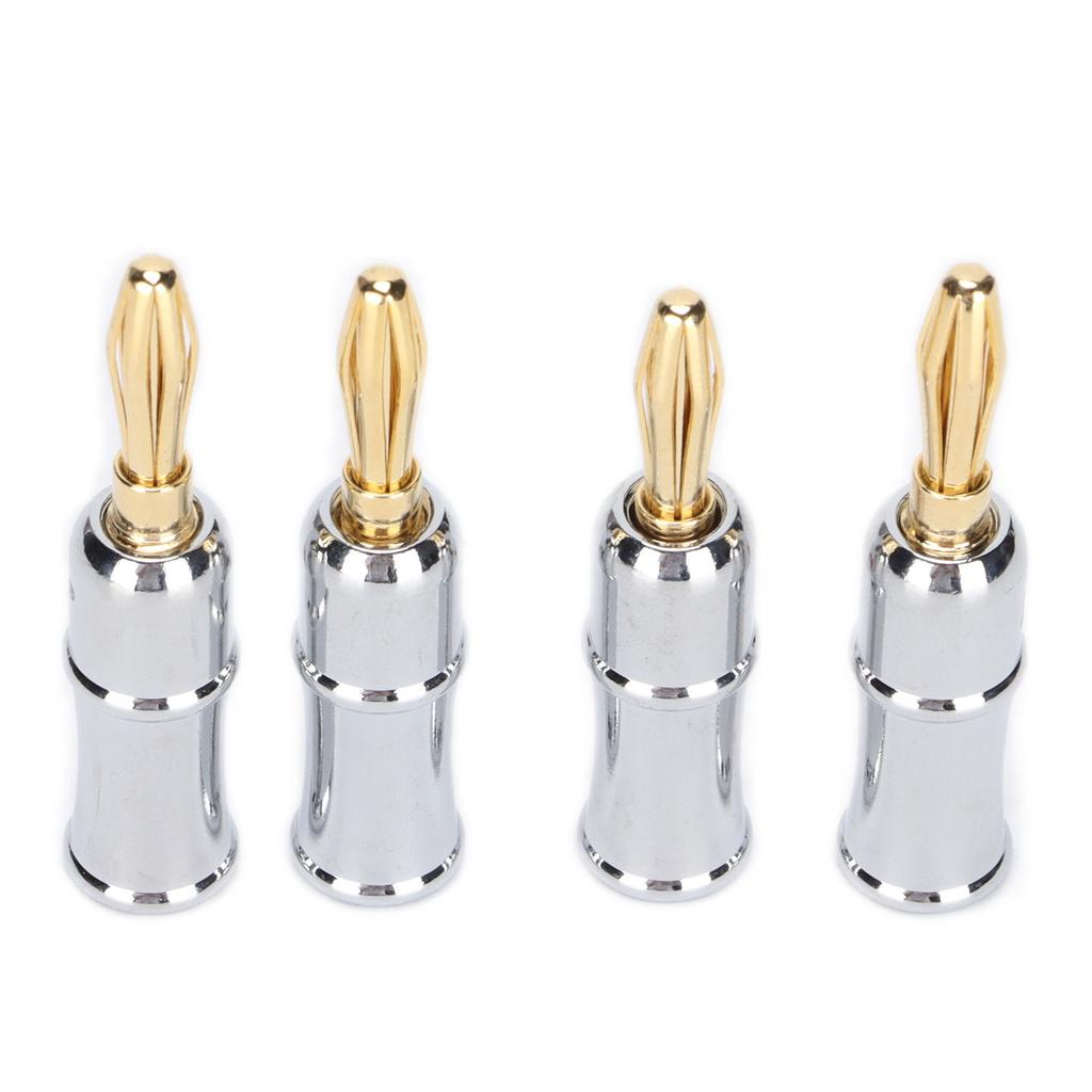 Preffair 4PCS Banana Plug Connector 24K Gold Plated Brass Banana Plug Six Leaf Banana Plug for Speakers BA1462
