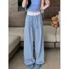 2025 Girls' Pink Plaid High-Waisted Loose Fit Yamamoto Pants: Retro Wide-Leg for Spring/Summer