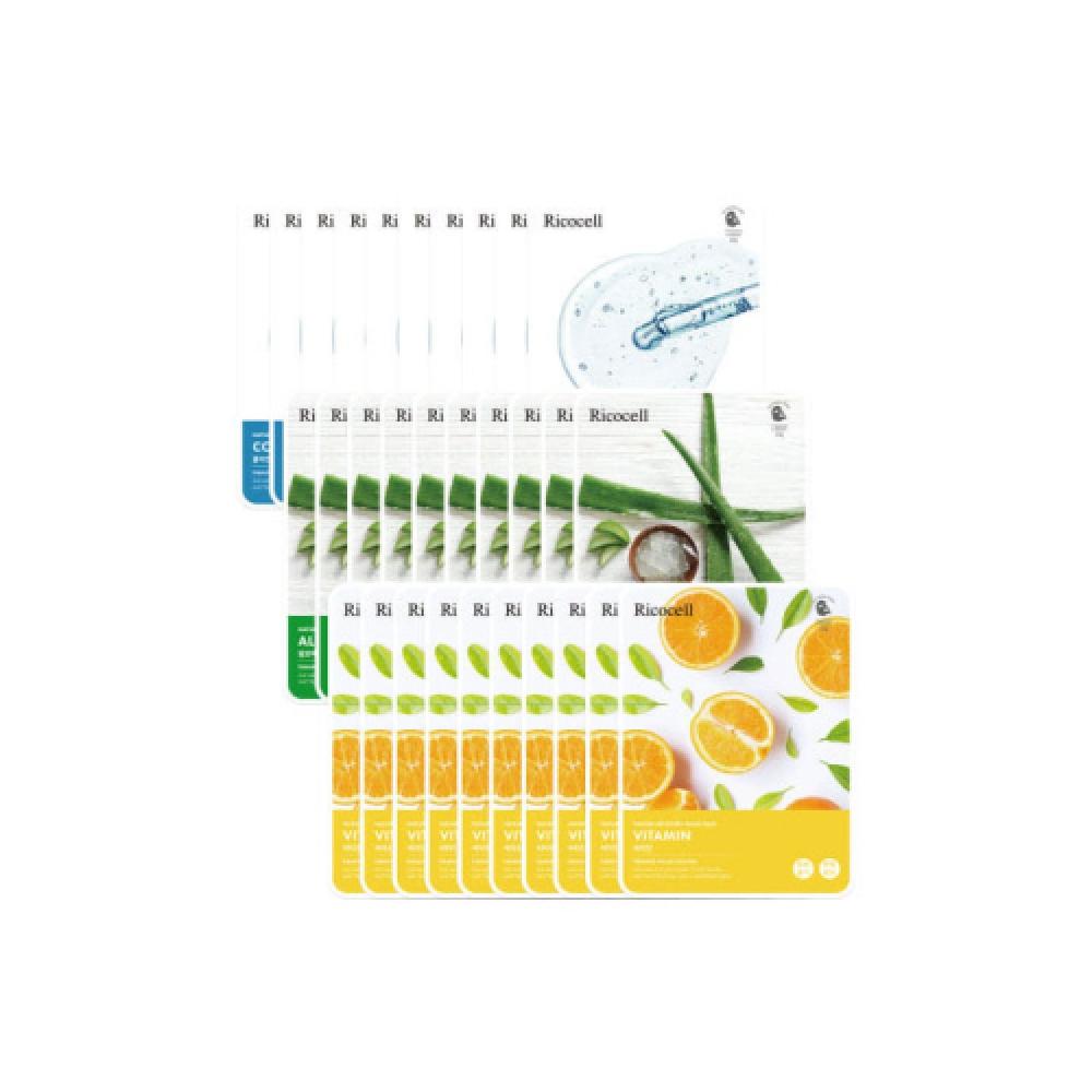 Ricocell Маска-патч для восстановления кожи Nature 23 г 30 шт. Особый состав 01. Vitamin+Collagen+Aloe 10 sheets each