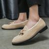 Spring fashion men's shoes retro large size casual flow slip-on green leather shoes