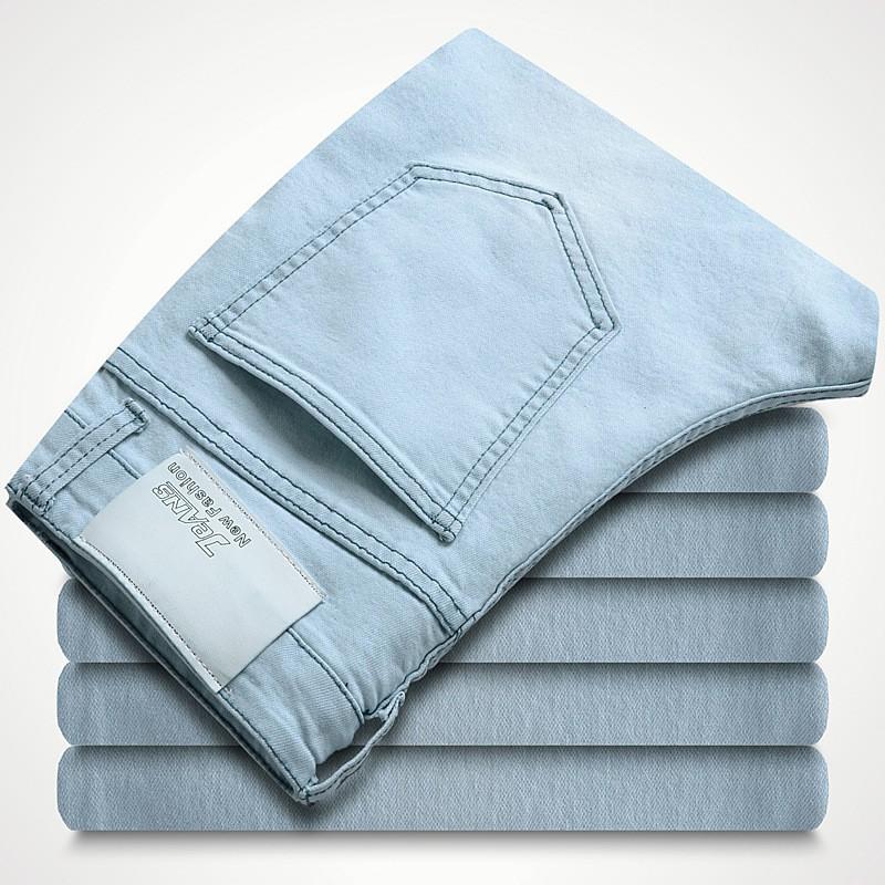 Mens Slim Fit Jeans Casual Skinny Denim Pants Lightweight Trousers Young Men Plus Size Available