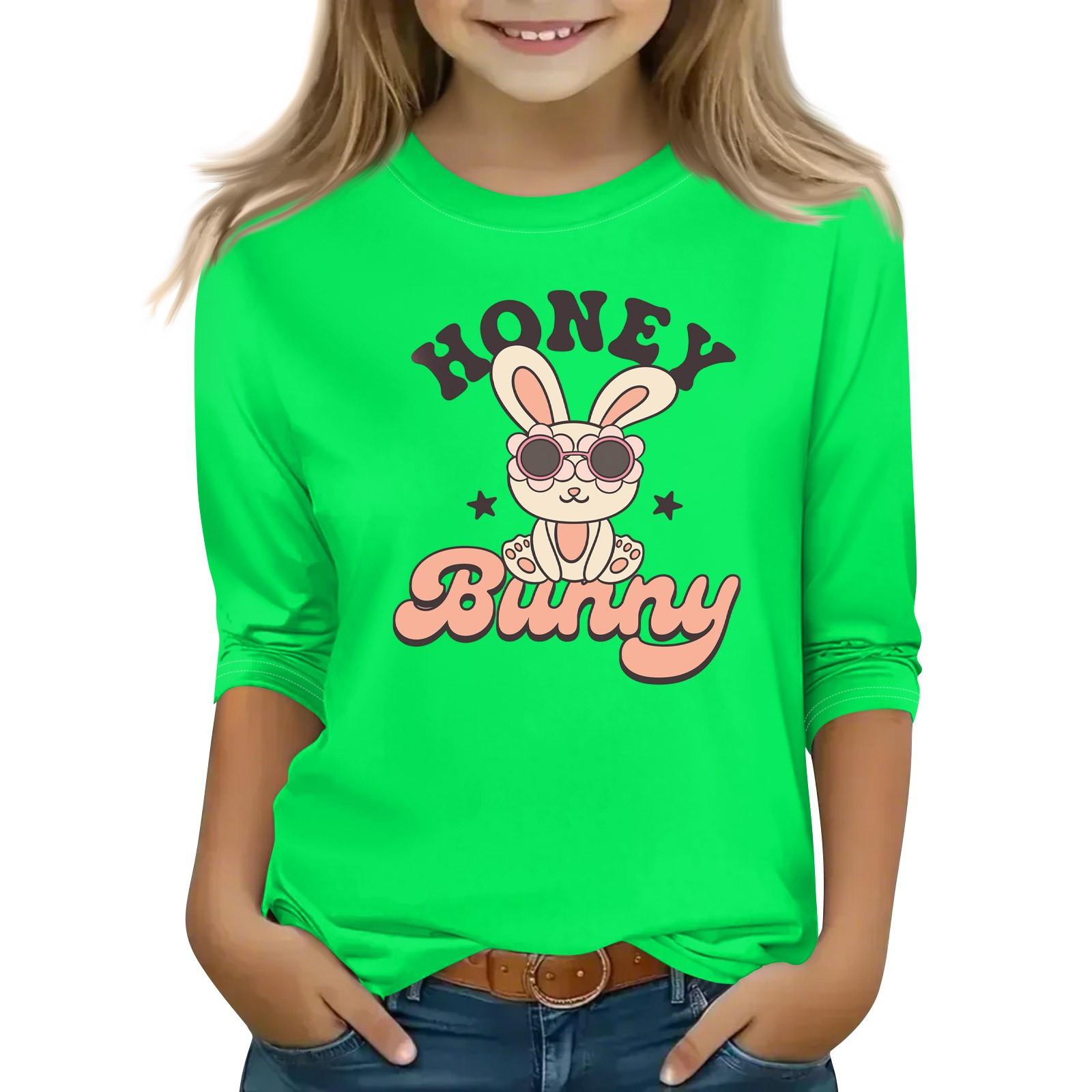 

Детская футболка с рукавом 3/4, повседневная футболка с принтом, круглый вырез, блузка-пуловер 110 зелёный