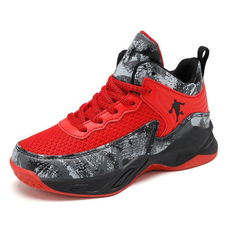

Детские баскетбольные кроссовки весна-лето 2025 года, новые дышащие сетчатые кроссовки для мальчиков, тренировочные кроссовки для бега у учеников начальной школы 40 красный