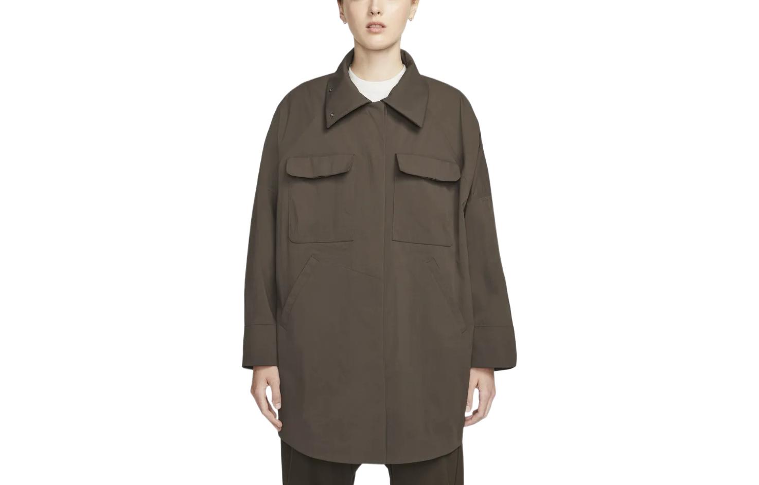 Nike Esc Series Jackets Women s Brown Lapel Moderate Straight Fit DH2959-295 S