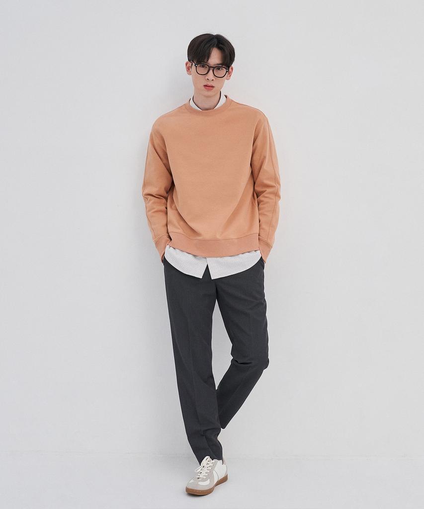 BASIC HOUSE Uni Recycled Semi-Overfit Sweatshirt Orange Lwts0101