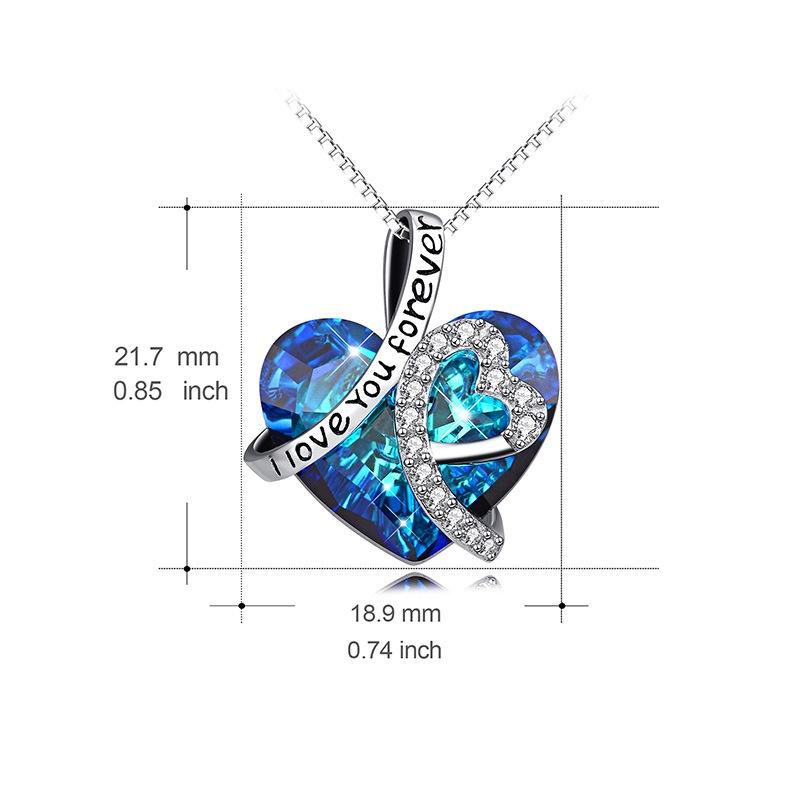 I Love You Forever "Crystal Heart Pendant Necklaces Woman Crystal Choker Necklace