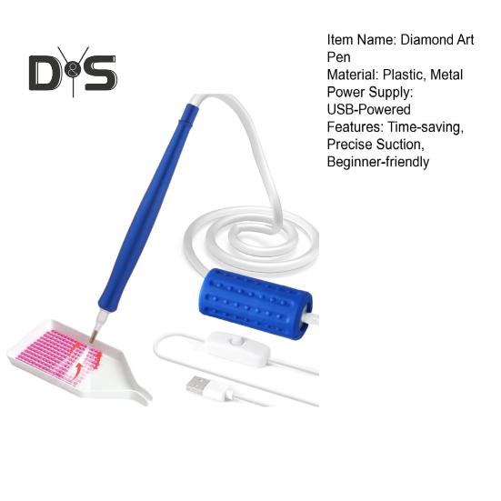 Pix electric pentru artă cu diamante cu vid, pix electric pentru artă cu diamante cu tavă de depozitare, instrument de plasare a diamantelor fără ceară pentru toate diamantele