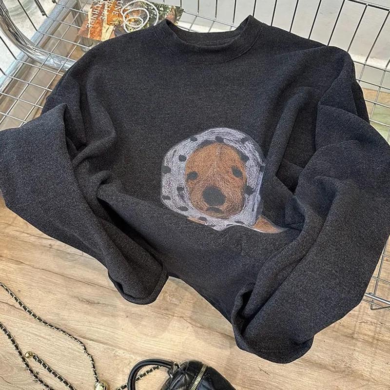 Sweatshirt for Women  Oversize Fleece Thickened Loose Round Neck Casual Pullover Long Sleeve Winter Sweatshirt Top