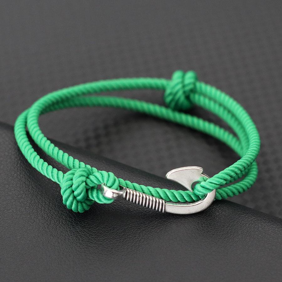 Double Layer Adjustable Men Casual Bracelet With Fishing Hook Charm Grade A 3mm Rope Good Luck Red Thread Braslet Nautical Joias