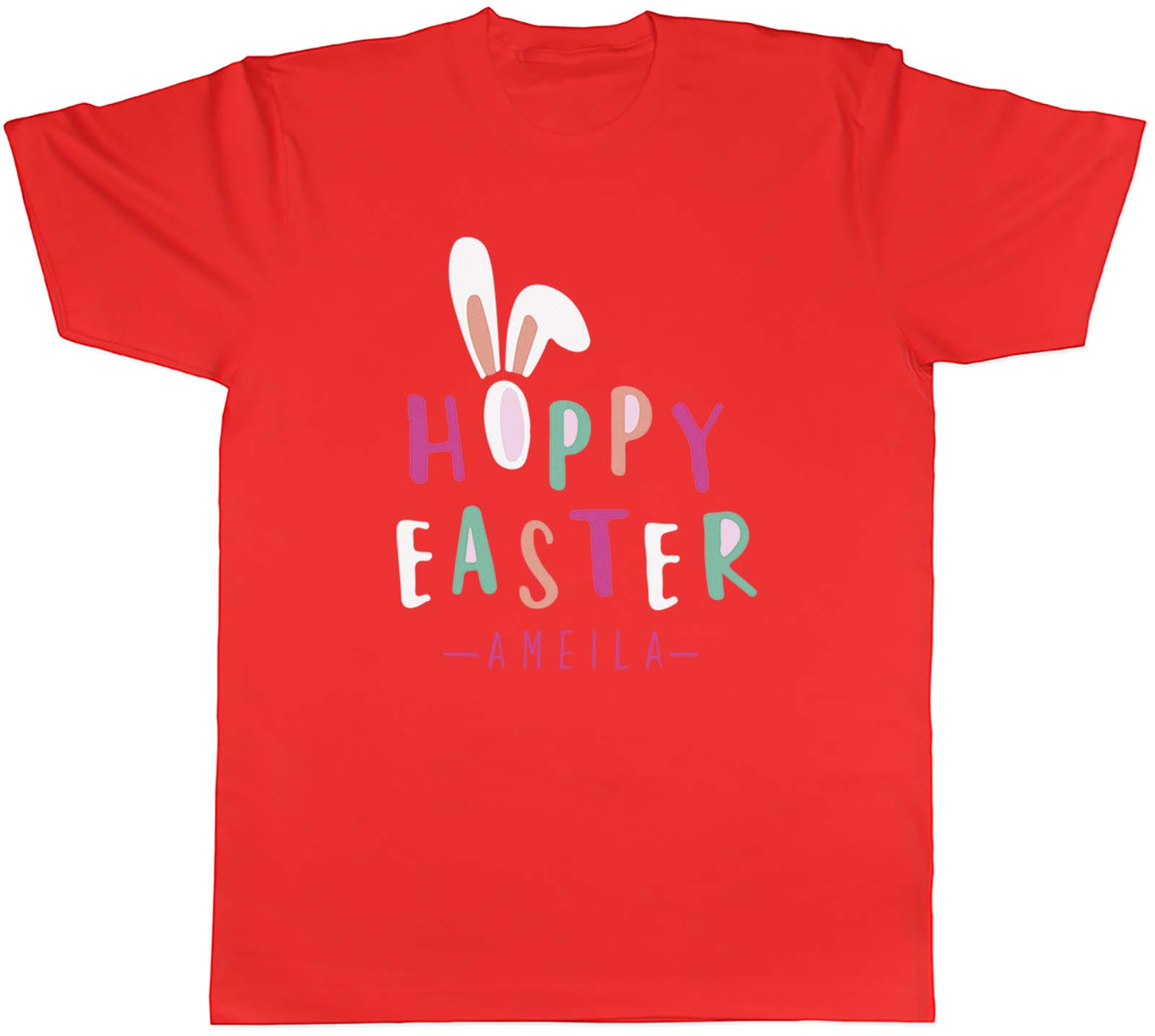 Personalised Any Name Hoppy Easter Unisexs TShirt Bunny Rabbit Ears Tee Gift S