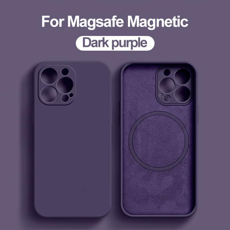 Pour étui magnétique Magsafe Pour 16 15 14 13 12 11 Pro Max 16 Plus Silicone Liquide Charge sans fil Housse Accessoires pour téléphone