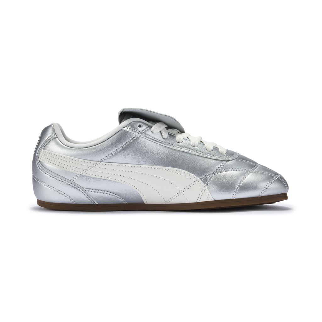 Puma Tackle Retro Leather Color Block Round Toe Thin Sole Unique Tongue Design Casual Shoes Unisex Sneakers Silver White 409116-01