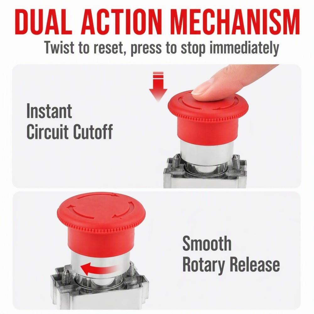 2PCS Plastic Emergency Stop Switch Mushroom E-Stop Button for XB2-BS542/ZB2-BE102C Machine Safety