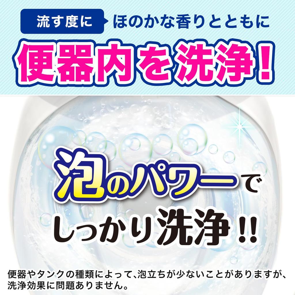 LEC Gekiochikun Toilet 80ml 6 Bottles and Assorted Colorless Tank-in-Pon Cleaner, (Includes + Mint, Peach, Soap), Scents,