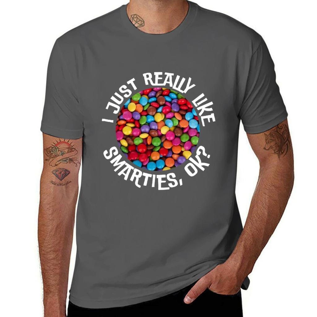 I Just Really Like Smarties Candy Lover Gift Tshirt Casual Lightweight Short Sleeve Top