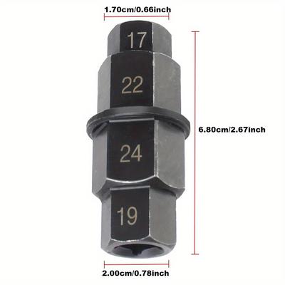 1PC 4-In-1 Professional Motorcycle Hex Axle Tool 3/8 Inch Antirust Durable Multifunction Multi-Purpose 17 19 22 24mm