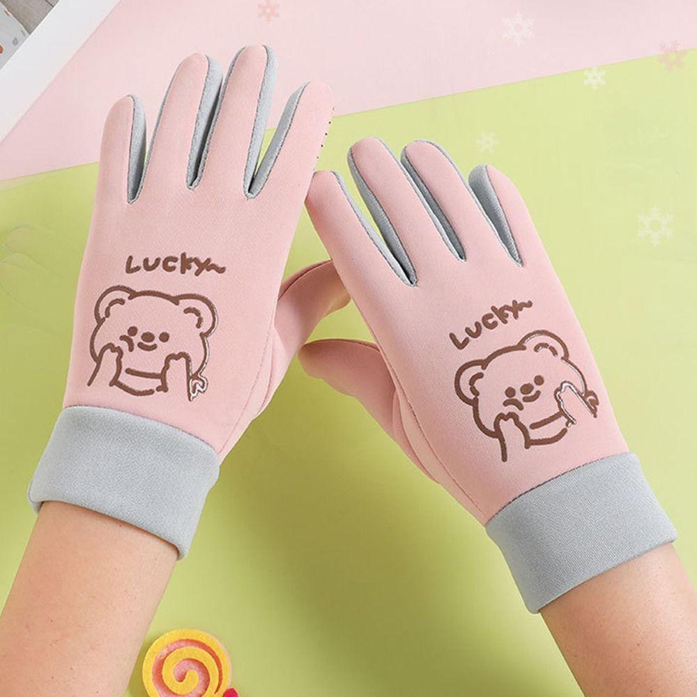 Fleece Lined Kids Mittens Cartoon Full Finger Gloves Outdoor Sports Gloves  for Kids Christmas Gift