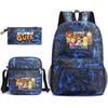 Large Capacity Schoolbag with Shoulder Strap; Student Three-piece Pencil Case Set