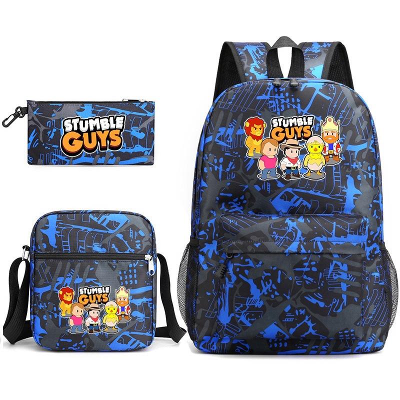 Large Capacity Schoolbag with Shoulder Strap; Student Three-piece Pencil Case Set