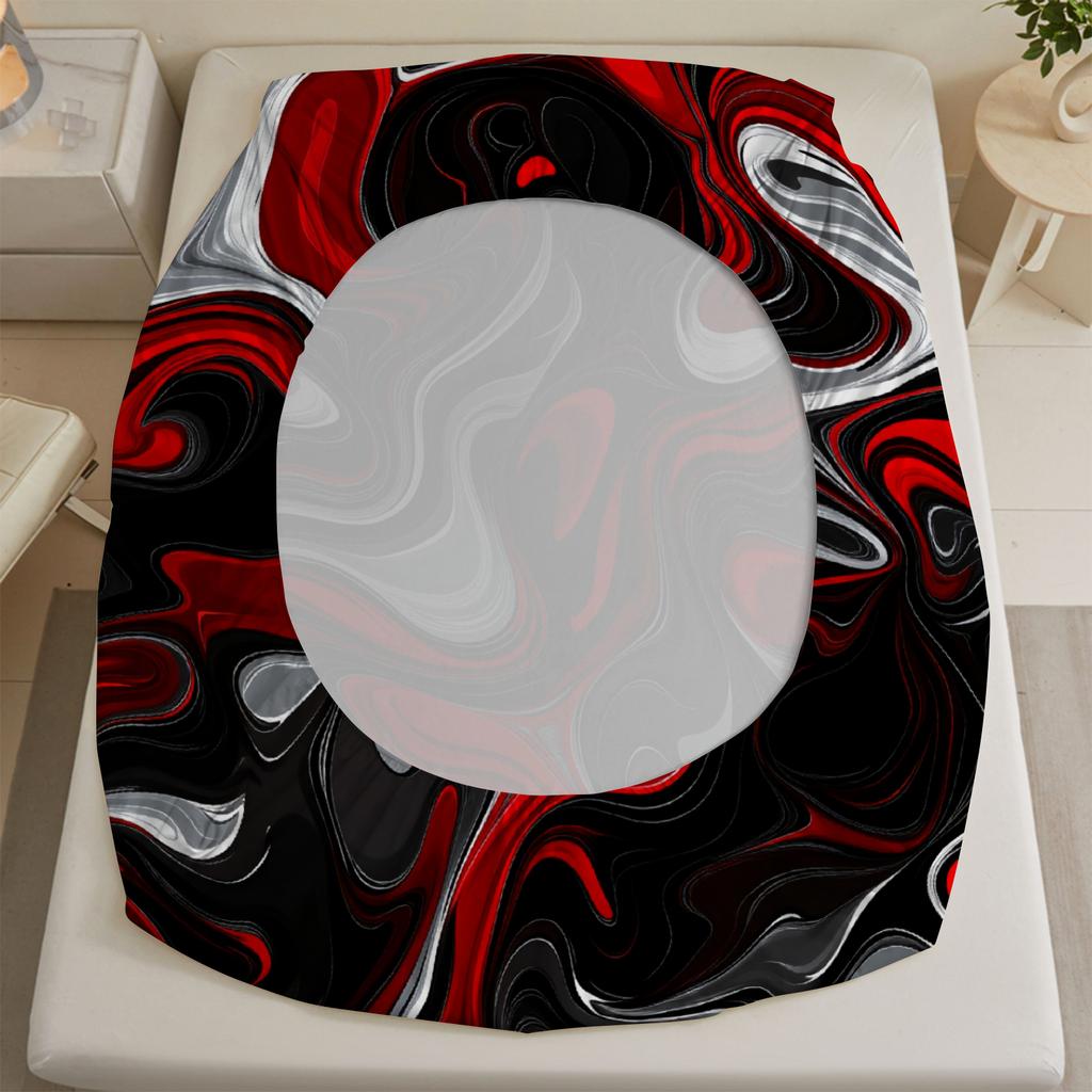 3pcs Flat Sheet 3D Printed Abstract Red Black White Wave Pattern Fitted Sets With Pillowcases No Filling Modern Abstract Style