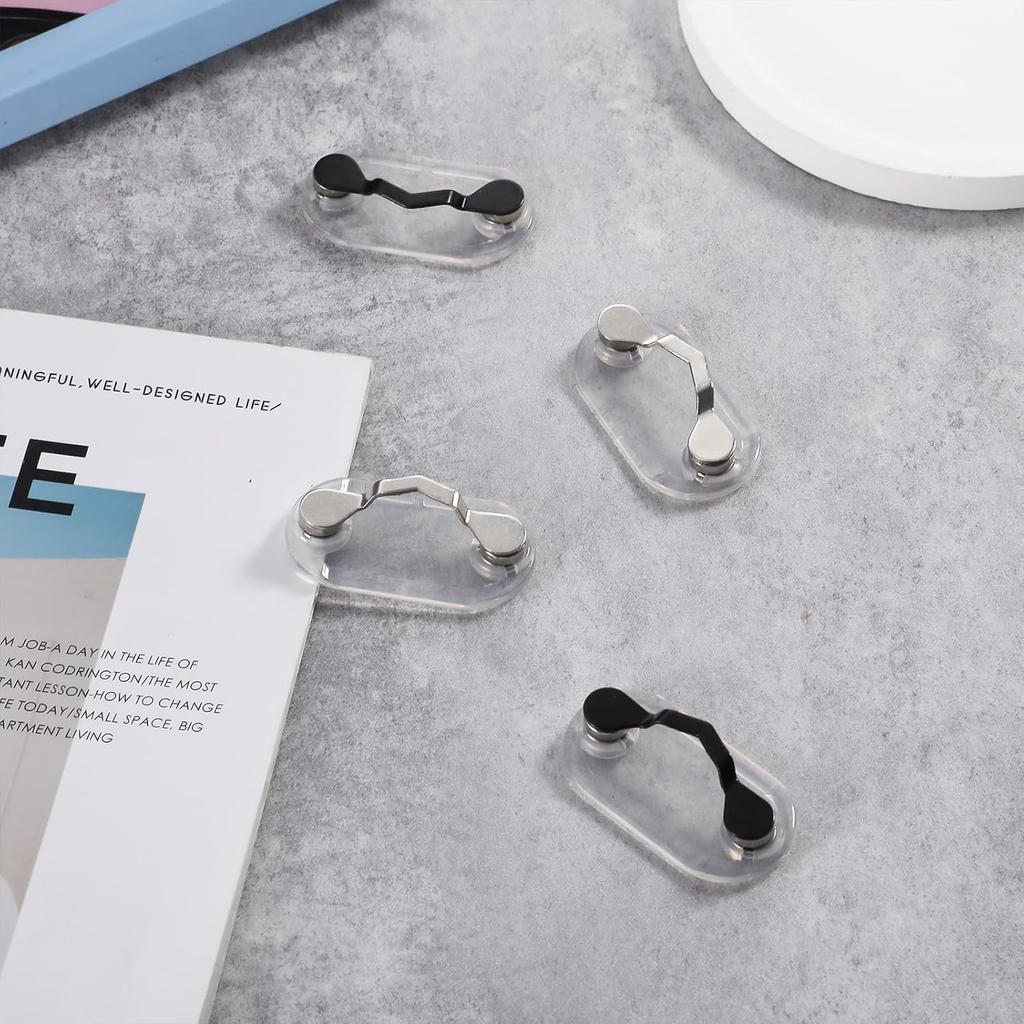 Gjinxi 4 Magnetic Eyeglass Holders, Lightweight Name Tag and Magnetic Pen Holder Brooch Accessory Stylish Pins for