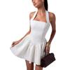 European and American frilly mini suspender dress new splicing sexy backless hem lace high waist