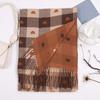 Warmer Plaid Knitted Scarf Long Tassel Shawl Gifts Heart Thickened Scarf  Winter
