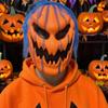 Orange Halloween Pumpkin Mask Creativity Pumpkin Full Face Mask Halloween Cosplay Mask  Unisex