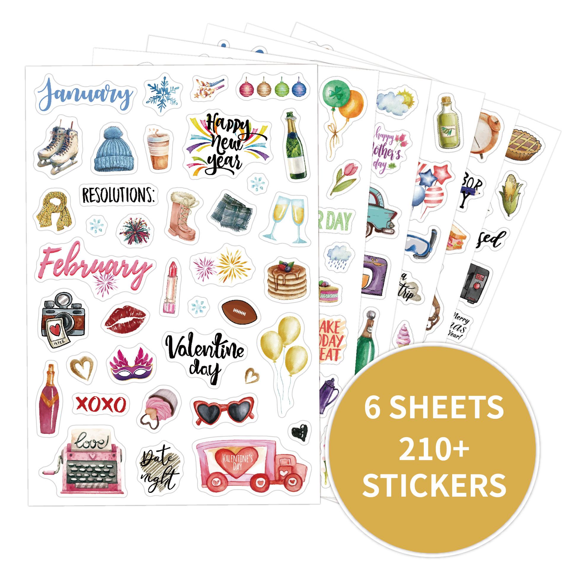 

6 sheets Planning Stickers,English Cartoon Daily Notes And Festival Theme Creative Notebook Plan Stickers