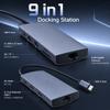 9 in 1 USB C Hub 10Gbps USB 3.2 Gen2 Dual Type C 4K 60Hz Video Gigabit Ethernet RJ45 100W PD SD TF Docking Station MacBook