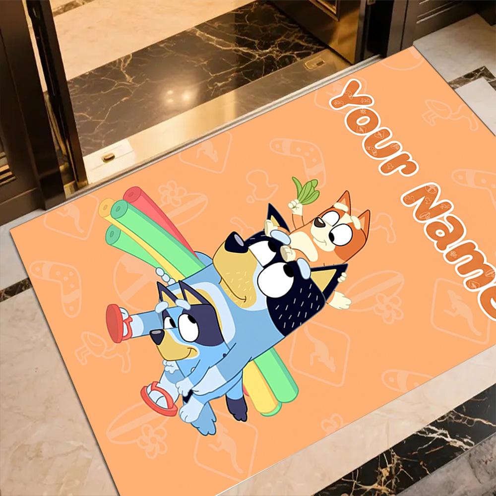 Bluey Customize Text Floor Mat Suitable for Bedrooms Living Rooms Dining Room Balcony Antislip Carpet Anime Office Decor
