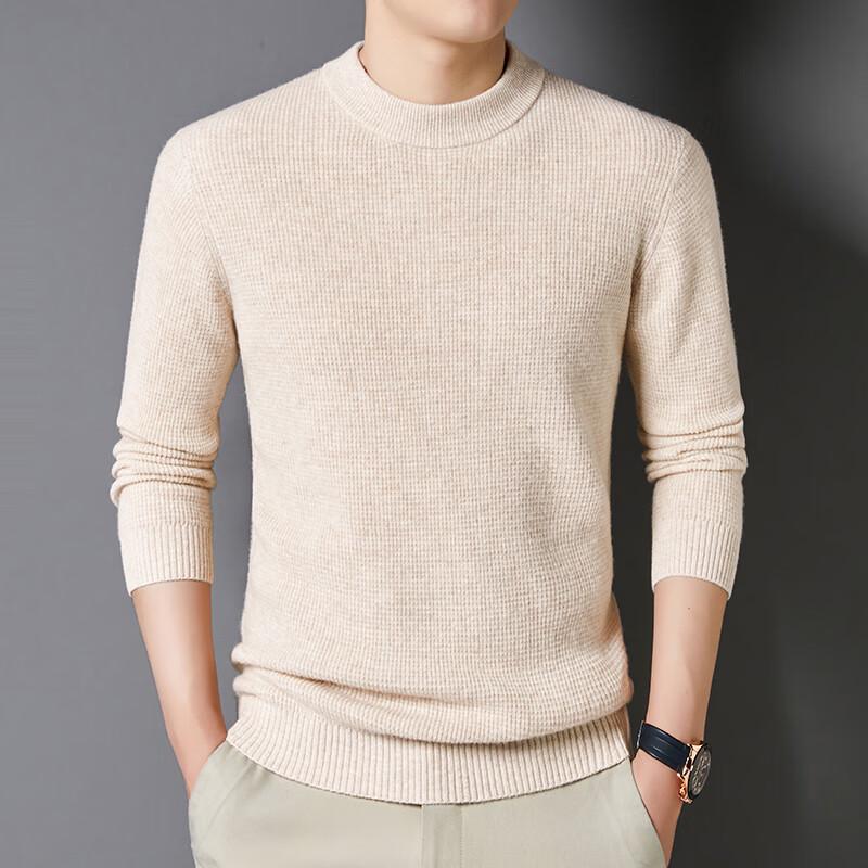 Yiliteng Men's Waffle Knit Round Neck Sweater