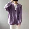 Cardigan a Maglia Larga da Donna - Primavera/Autunno 2026, Stile Coreano, Colore Unito, alla Moda e Casual