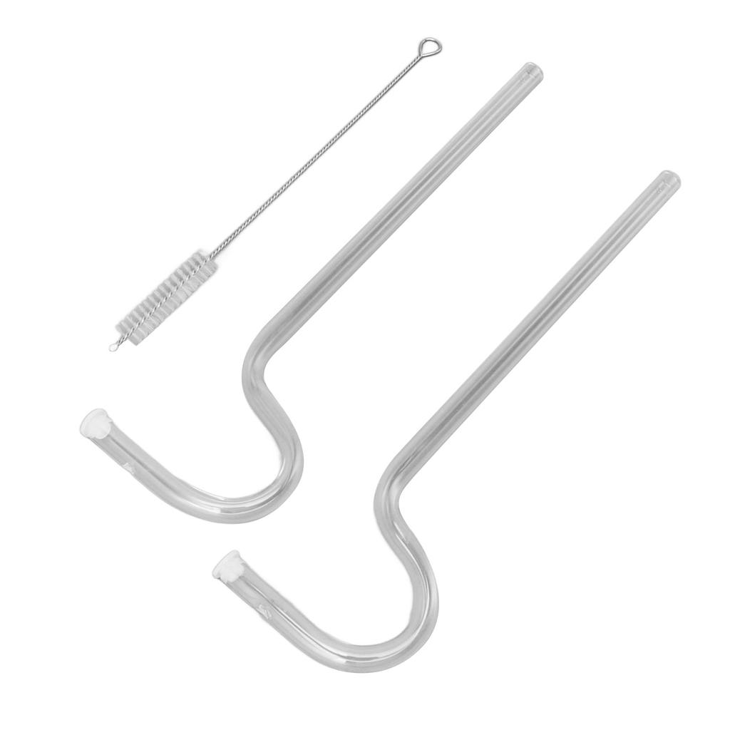Flute Style Glass Drinking Straws Special Shaped Transparent High Borosilicate Juice Straws with Cleaning Brush