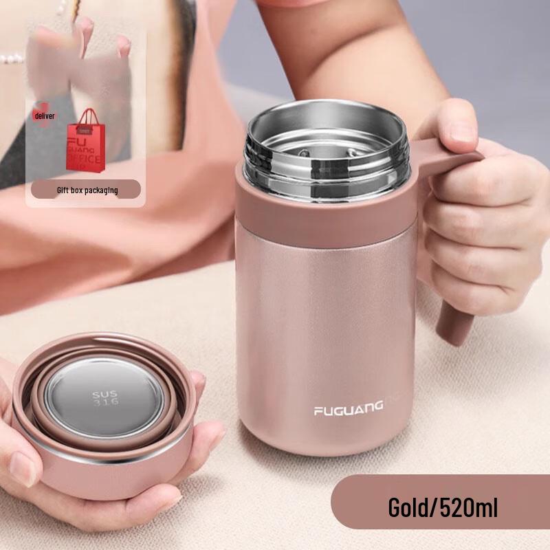 

Fuguang 316 Stainless Steel Thermos Mug with Handle and Tea Infuser