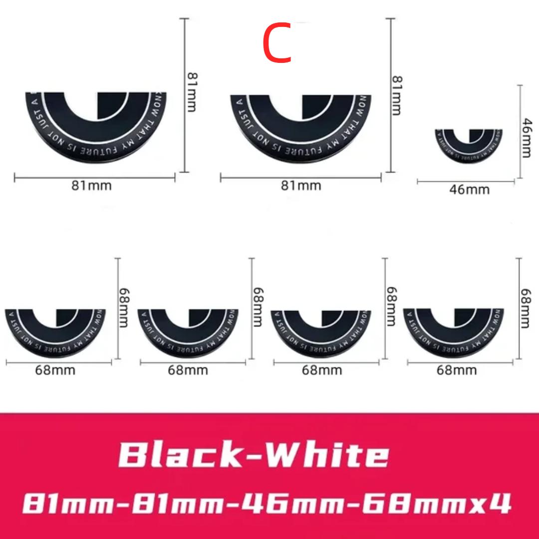 

7 шт., черный, белый цвет, новый тип логотипа, эмблема на переднем капоте, задний значок, крышка ступицы колеса, наклейка на руль для всех B/mw C